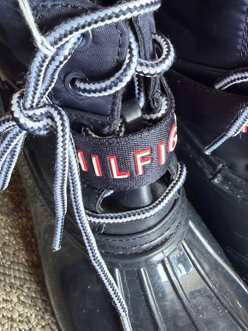 Tommy Hilfiger Kids Navy and Red Trim Waterproof Duck Boots